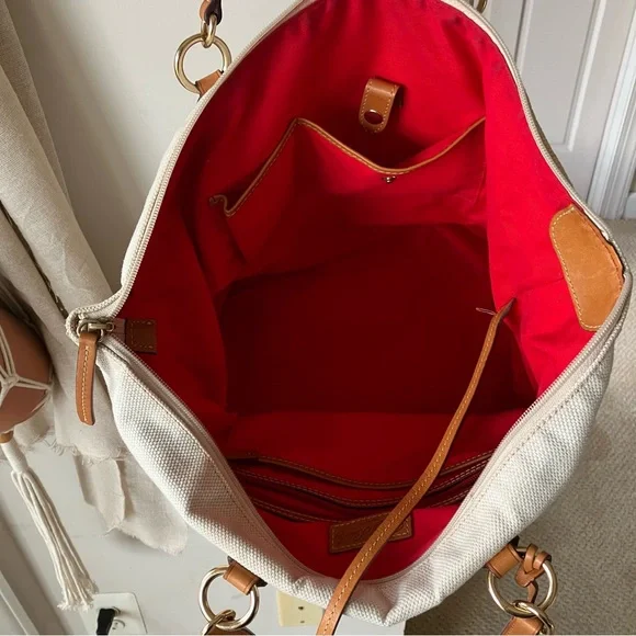 Dooney & Bourke Tan and Cream Canvas Tote - Picture 3 of 7